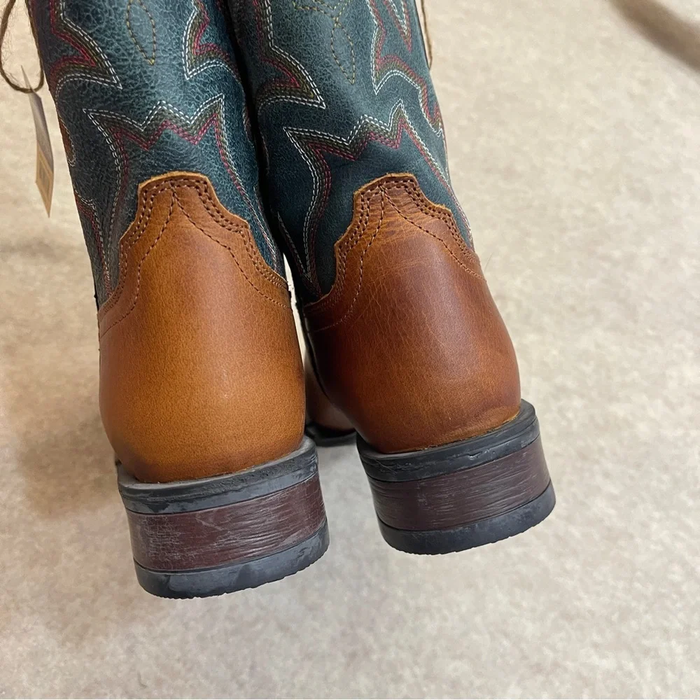 Roper Square Toe Brown Leather Upper Big Boys Western Cowboy Boots New